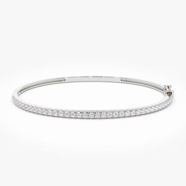 0.90CTW Moissanite Stacking Diamond Bangle Bracelet  customdiamjewel Sterling Silver White Gold VVS-EF