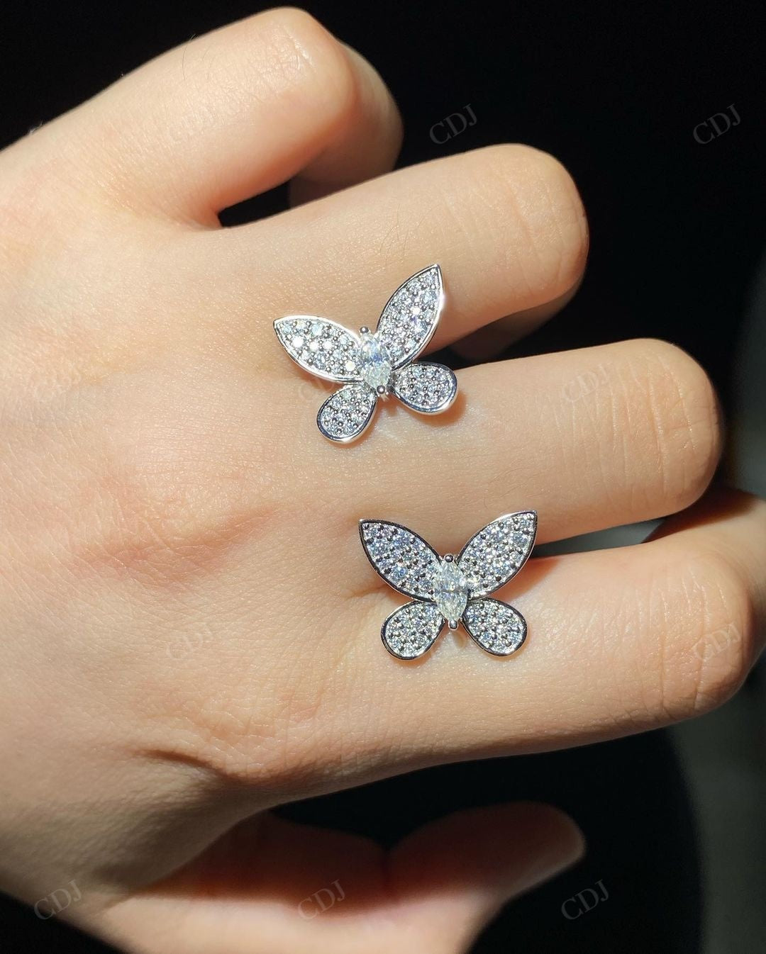 Lan Grown Diamond Butterfly Earrings For Women customdiamjewel