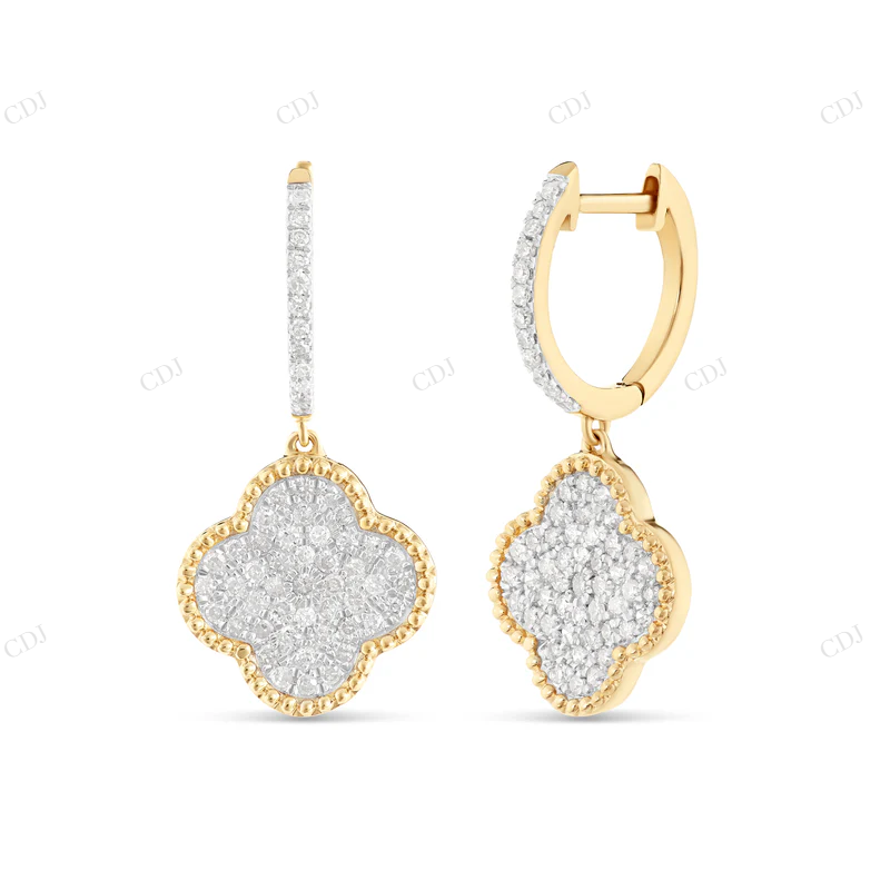 Clover Moissanite Diamond Huggie Earrings Stud earrings CustomDiamJewel