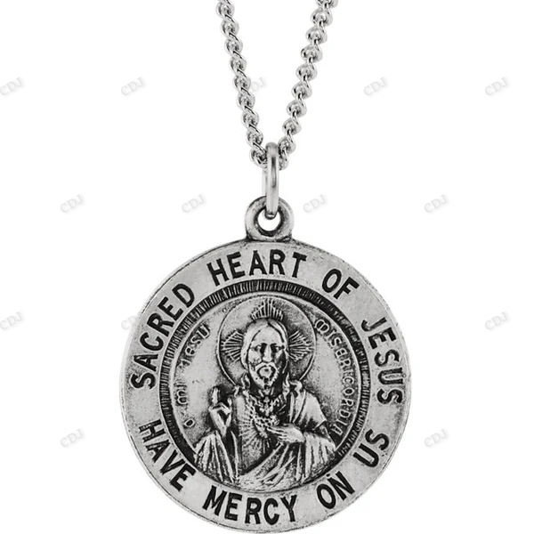 Sacred Heart of Jesus Round Medal Pendant hip hop jewelry CustomDiamJewel