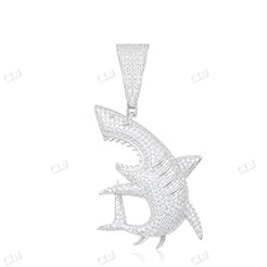 Hip Hop Iced Out Missanite Diamond Shark Pendant hip hop jewelry CustomDiamJewel