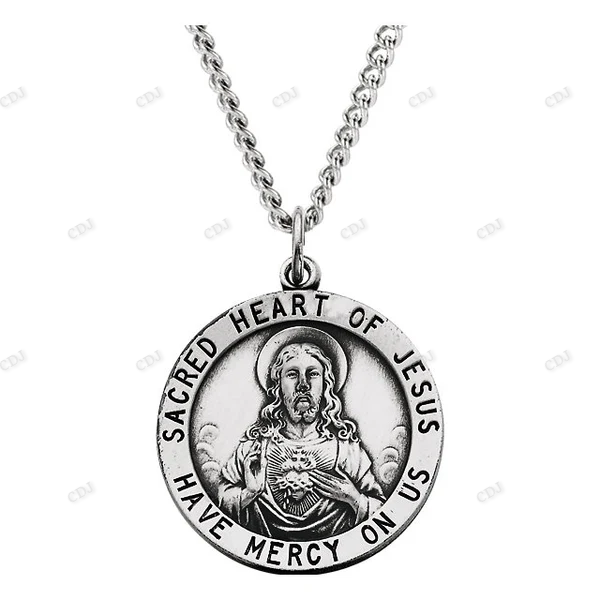 Sacred Heart of Jesus Round Medal Pendant hip hop jewelry CustomDiamJewel