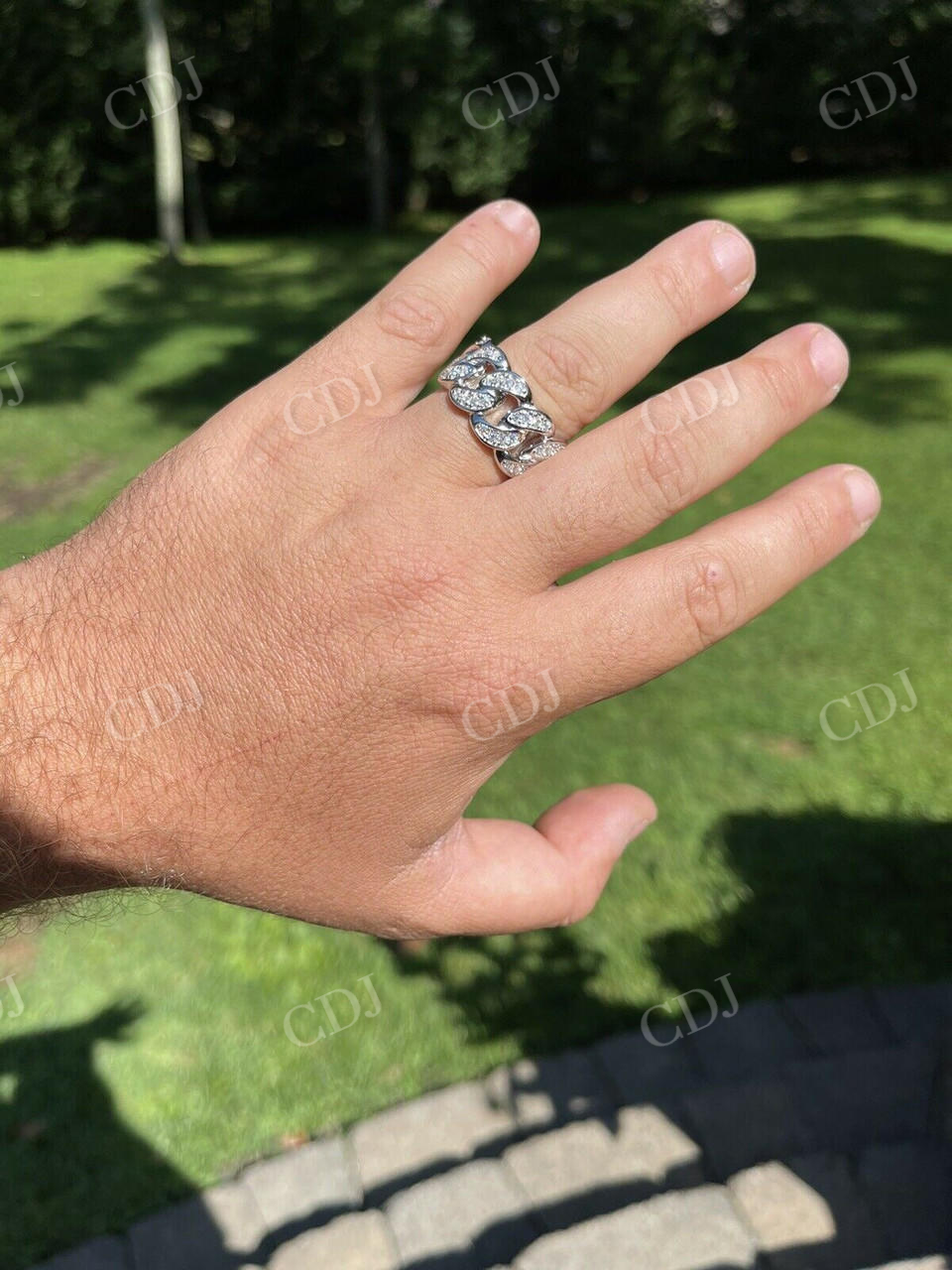 White Gold Miami Cuban Hip Hop Ring  customdiamjewel   