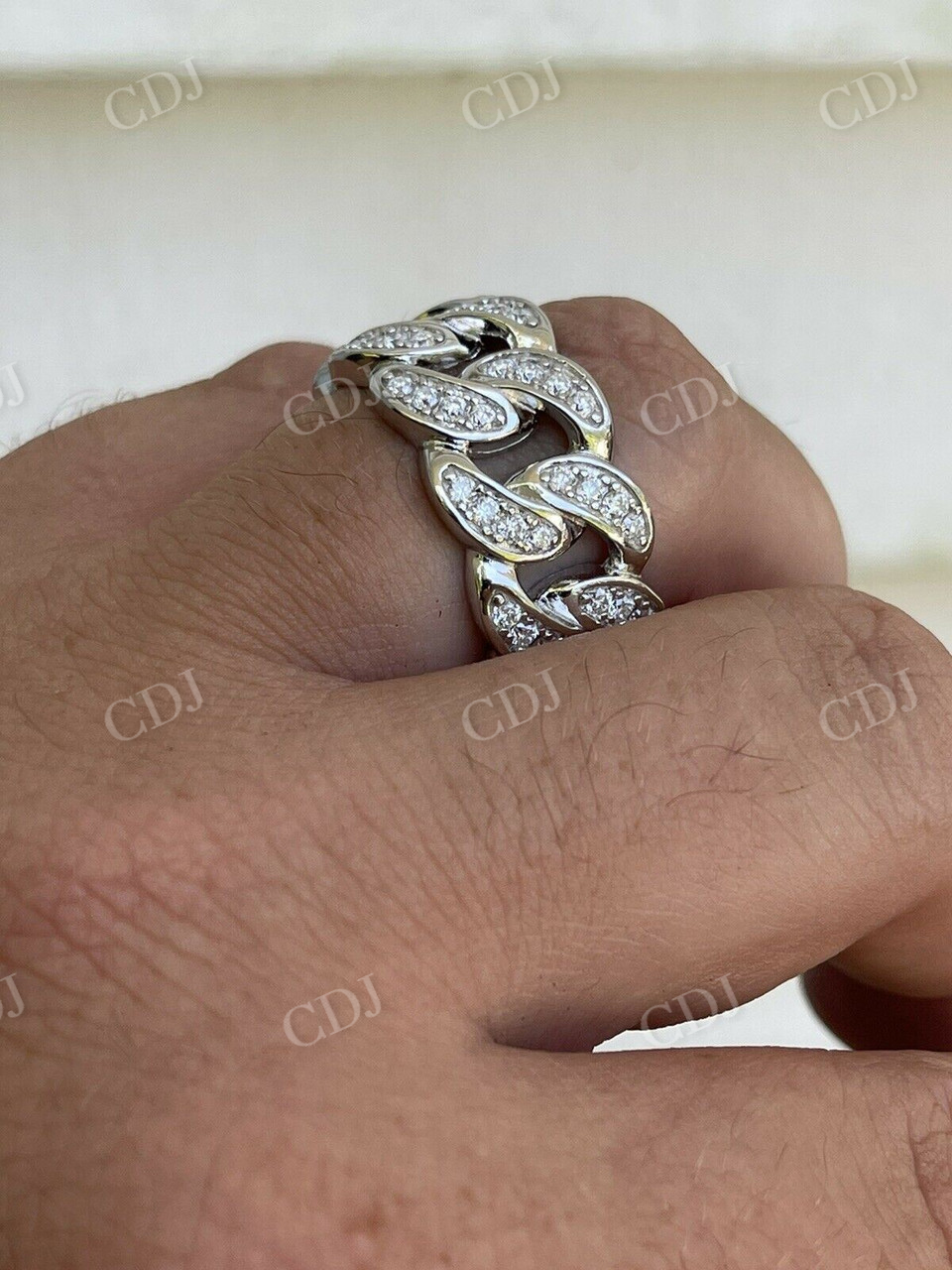 White Gold Miami Cuban Hip Hop Ring  customdiamjewel   