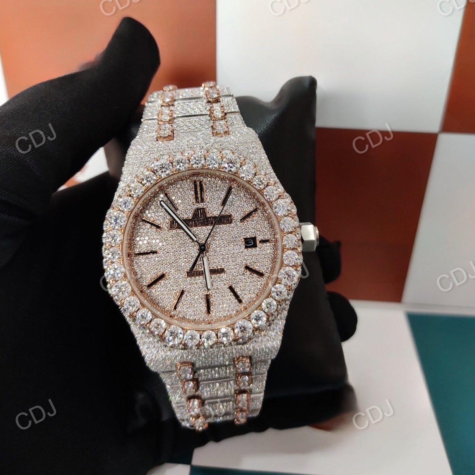 Two Tone Bling Automatic Mechanical Watch customdiamjewel