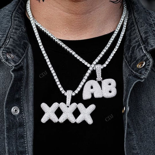 Full Ice Out Sterling Silver Rose Gold Plat Fancy And Trendy Hip Hop Name Pendant hip hop jewelry CustomDiamJewel