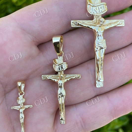 14k Gold Cross Jesus Piece Crucifix Pendant  customdiamjewel   
