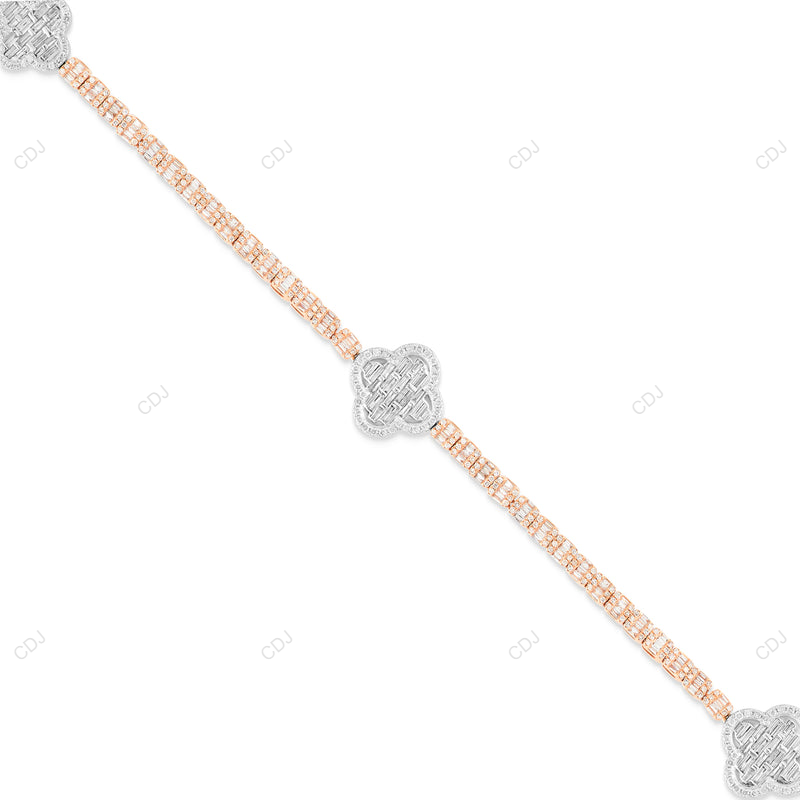Moissanite Iced Out Clover Diamond Pass Tester Tennis Chain CustomDiamJewel