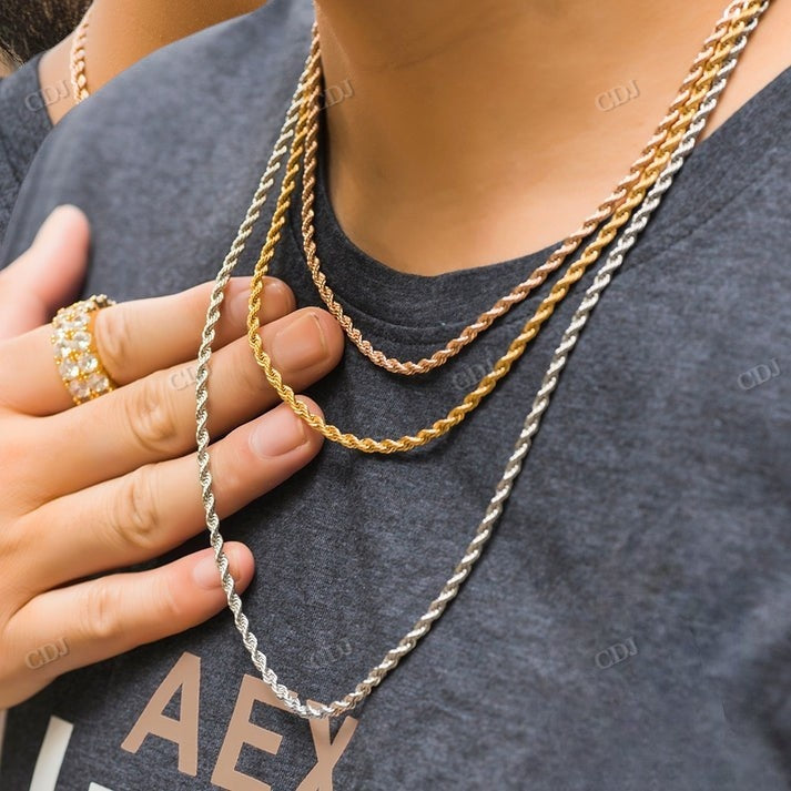 Antique 2 - 7MM Gold Rope Chain hip hop jewelry CustomDiamJewel