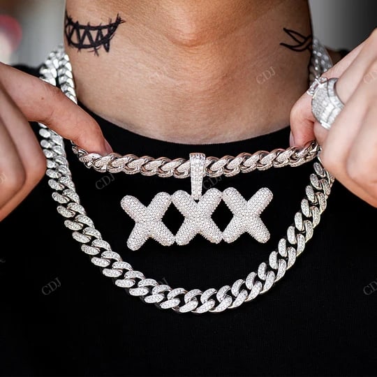 Full Ice Out Sterling Silver Rose Gold Plat Fancy And Trendy Hip Hop Name Pendant hip hop jewelry CustomDiamJewel