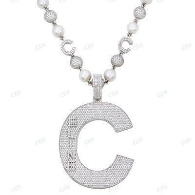 Alphabet Letter Round Cut Diamond Custom Pendant hip hop jewelry CustomDiamJewel