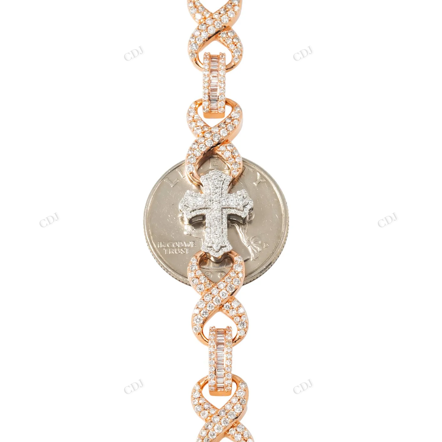 11.71 CTW Two Tone Diamond Cross Infinity Link Chain hip hop jewelry CustomDiamJewel