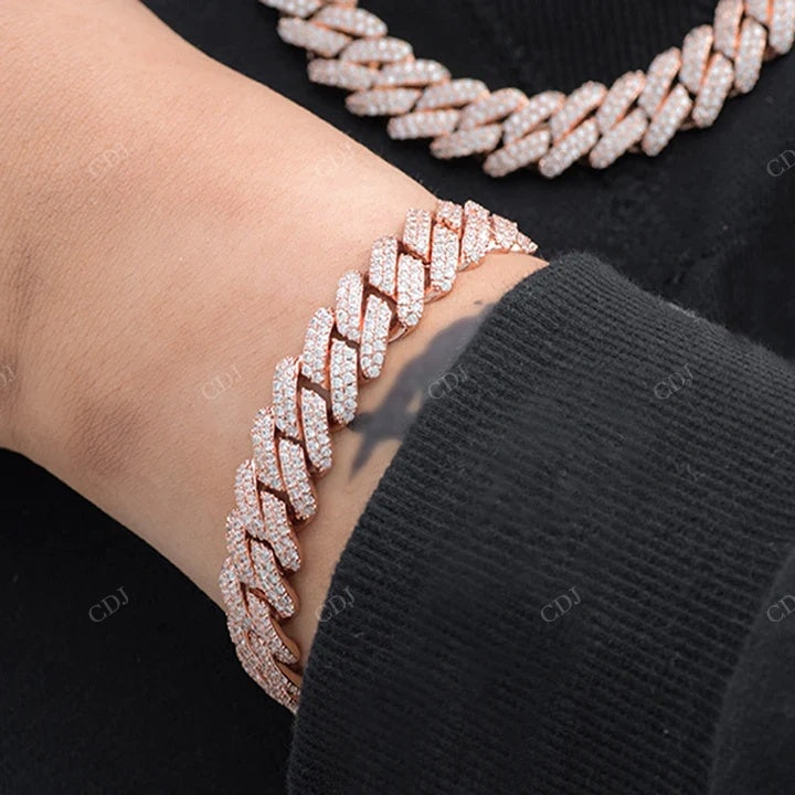 Rose Gold Plated Full Ice Out Cuban Link Bracelet hip hop jewelry CustomDiamJewel