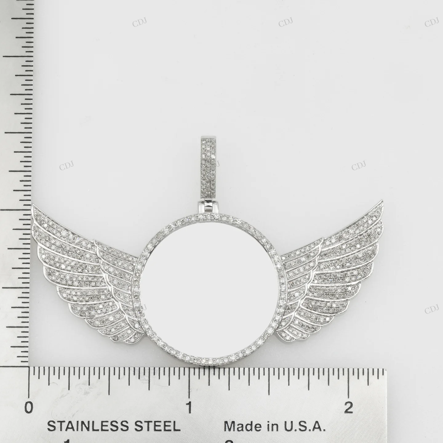 1.50 CTW Diamond Angel Wings Circle Custom Photo Pendant hip hop jewelry customdiamjewel