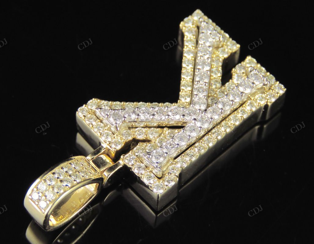 1.5" 1.5CTW Full Iced Out Natural Diamond Initial K Letter Pendant CustomDiamJewel