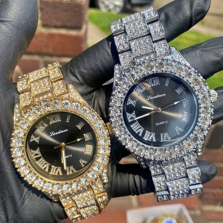 Hip Hop Men's Handmade Natural Diamond Rolex Bust Down Watch customdiamjewel