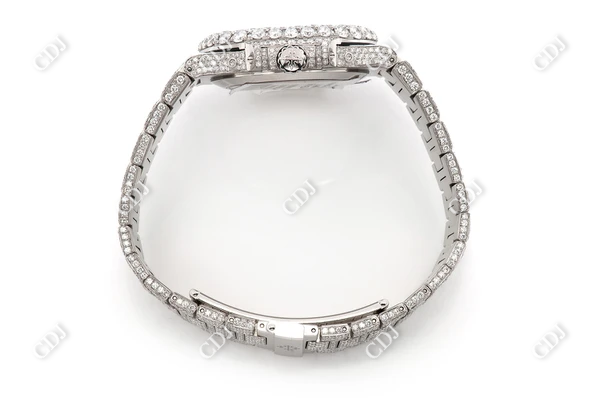 Handmade Moissanite Studded Chrono Moissanite Bust Down Watch customdiamjewel