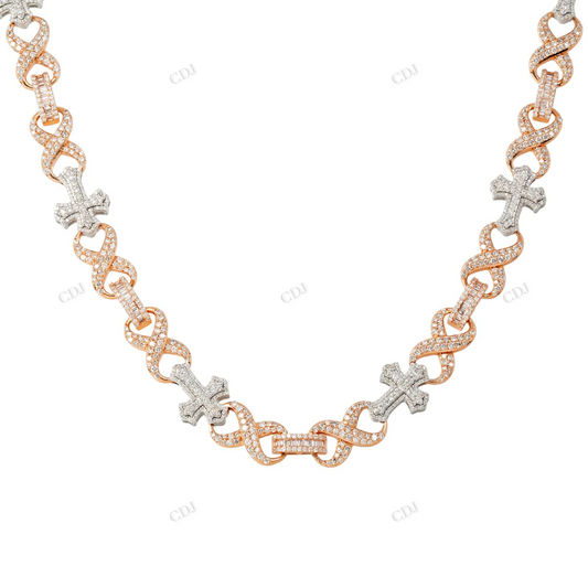 11.71 CTW Two Tone Diamond Cross Infinity Link Chain hip hop jewelry CustomDiamJewel