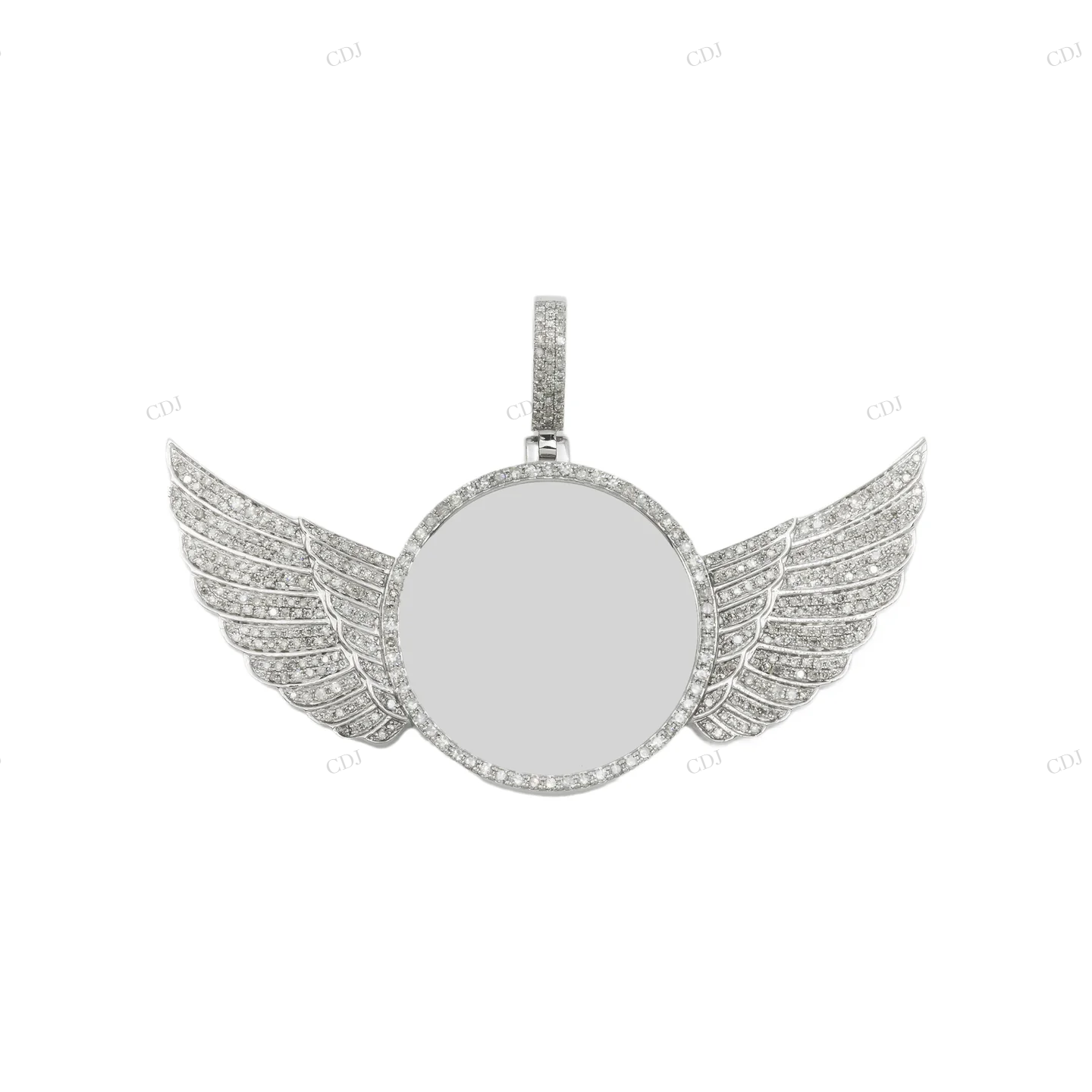 1.50 CTW Diamond Angel Wings Circle Custom Photo Pendant hip hop jewelry customdiamjewel