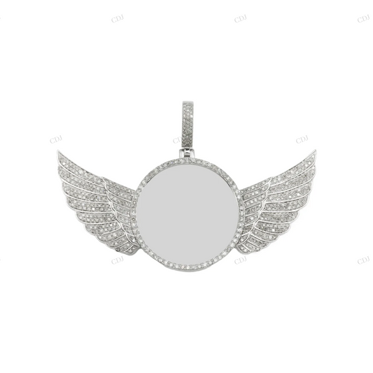 1.50 CTW Diamond Angel Wings Circle Custom Photo Pendant hip hop jewelry customdiamjewel