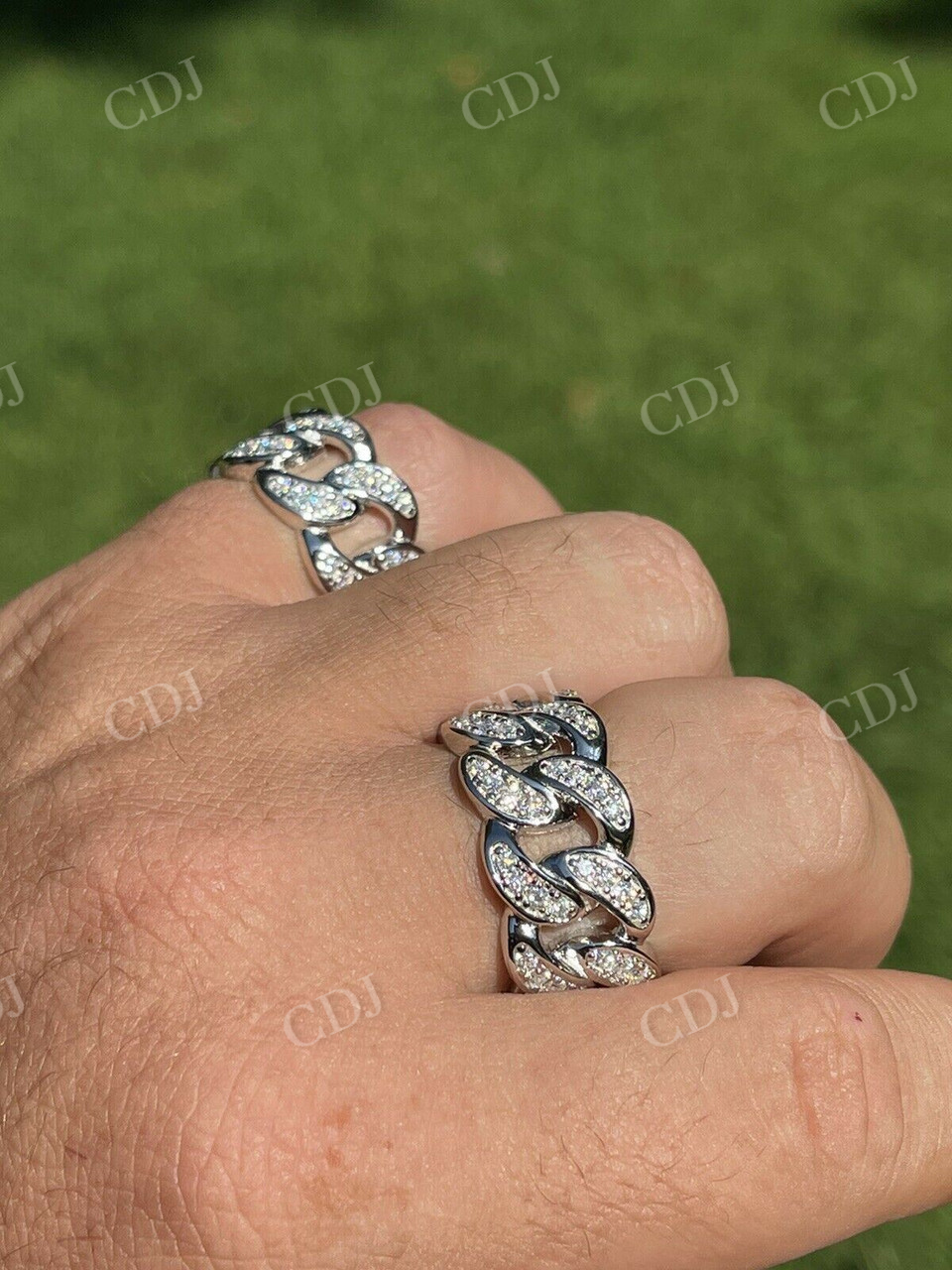 White Gold Miami Cuban Hip Hop Ring  customdiamjewel   