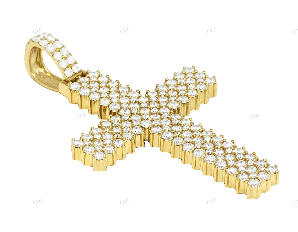 2.5 Inch Bust Down Cross 14K Gold Pendant hip hop jewelry CustomDiamJewel