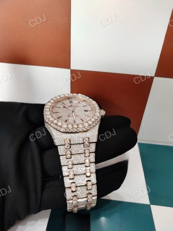 Iced Out Watch VVS Clarity Moissanite Studded Diamond AP Watch customdiamjewel