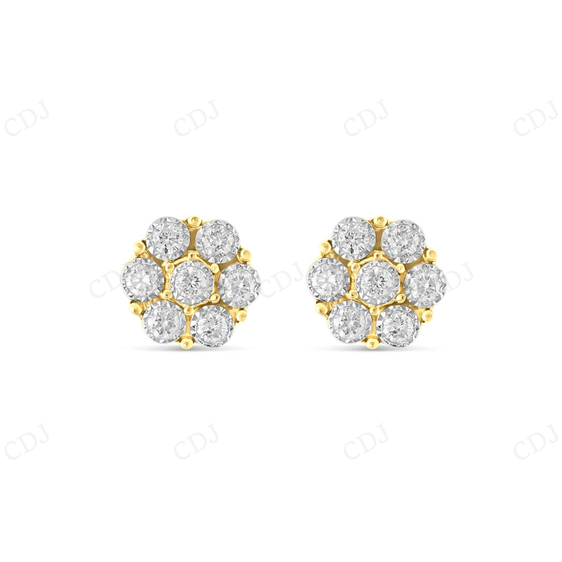 0.20CT Yellow Gold Flower Bezel Set Stud Earrings Stud earrings CustomDiamJewel