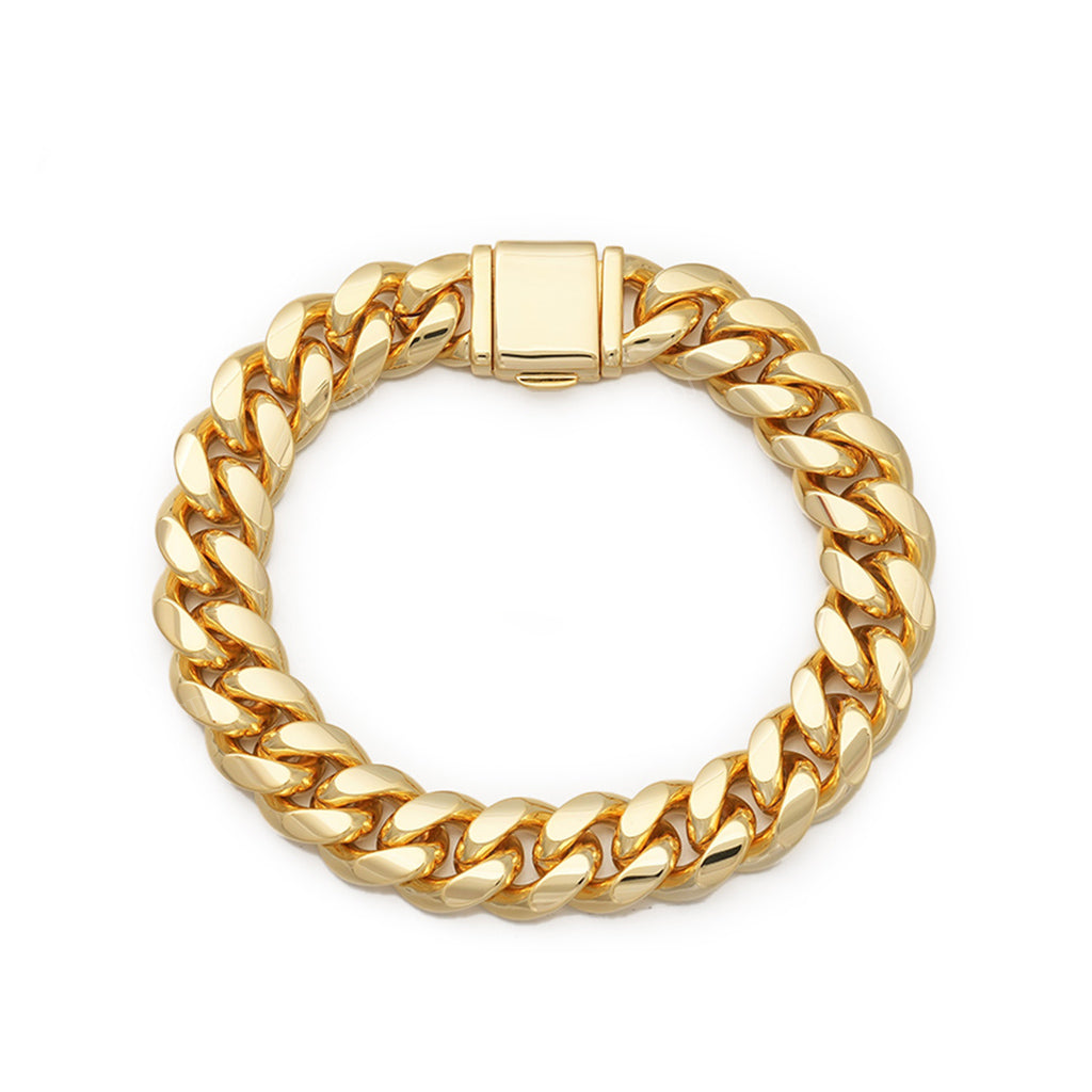 925 Sterling Silver Yellow Gold Plated Cuban Link Hip Hop Bracelet hip hop jewelry CustomDiamJewel