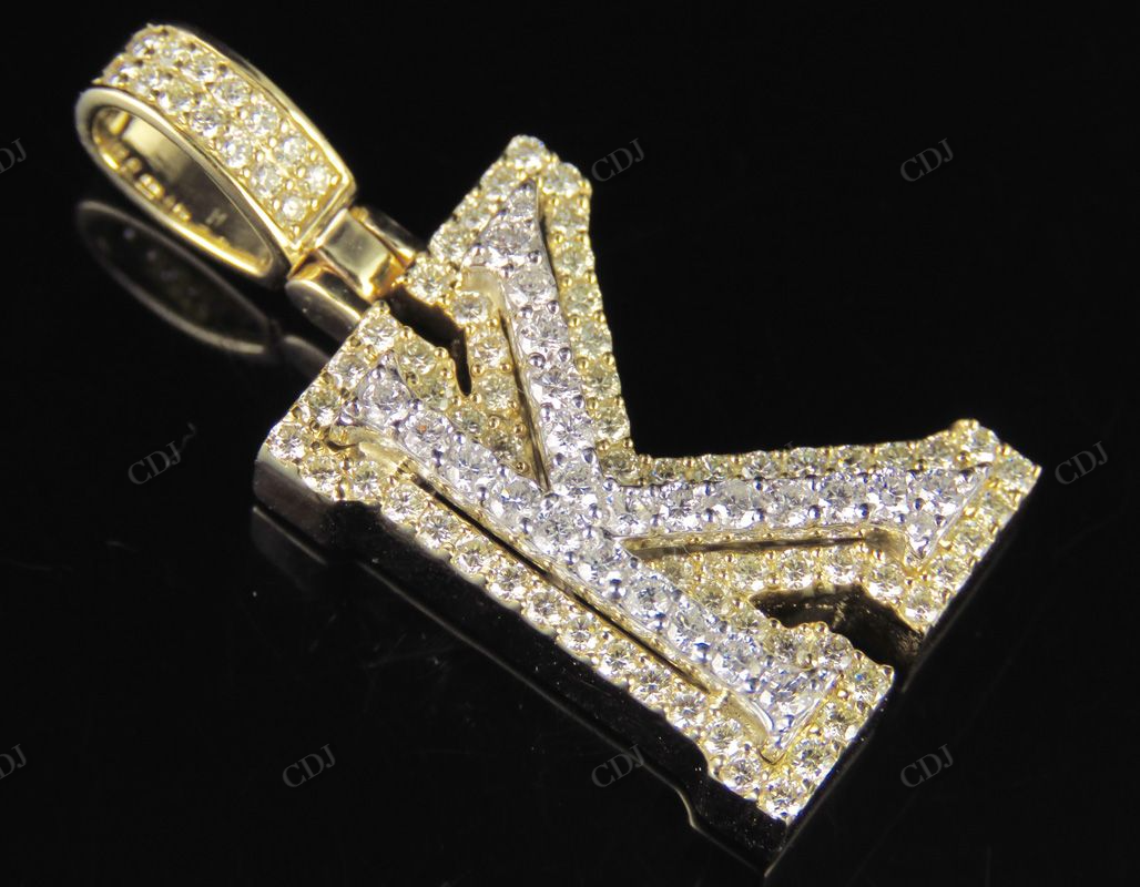 1.5" 1.5CTW Full Iced Out Natural Diamond Initial K Letter Pendant CustomDiamJewel