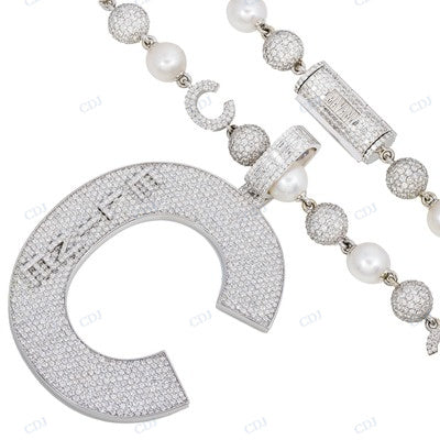Alphabet Letter Round Cut Diamond Custom Pendant hip hop jewelry CustomDiamJewel