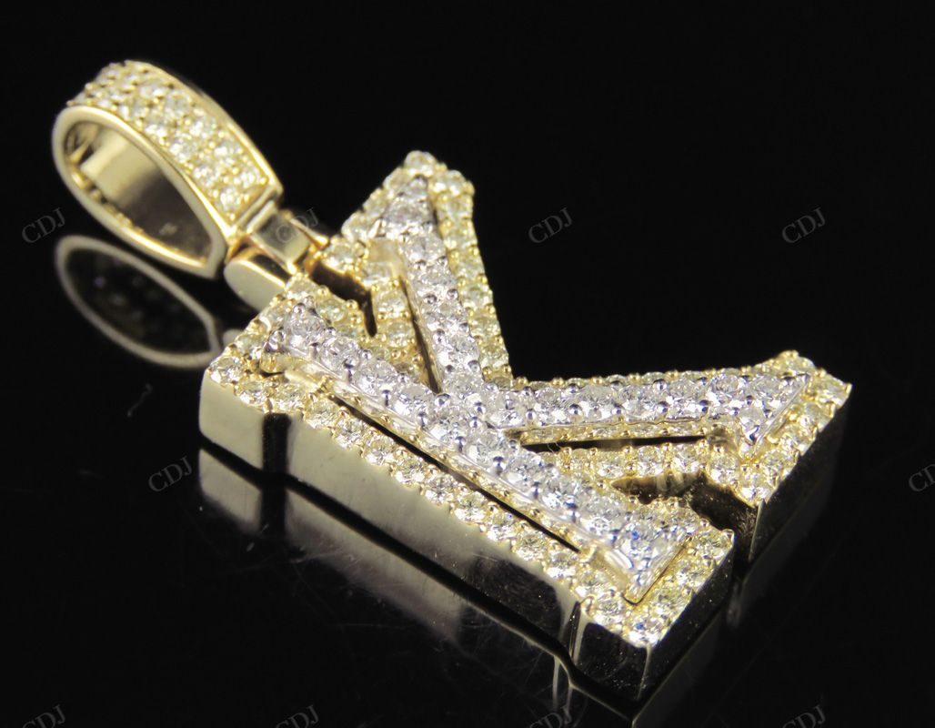 1.5" 1.5CTW Full Iced Out Natural Diamond Initial K Letter Pendant CustomDiamJewel