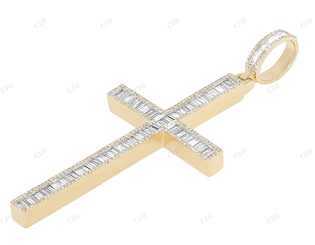 10K Yellow Gold 2.9 Inch Lab Grown Diamond Cross Pendant Hip Hop Pendent customdiamjewel