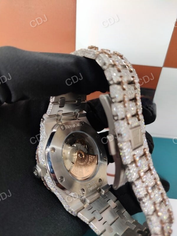 Iced Out Watch VVS Clarity Moissanite Studded Diamond AP Watch customdiamjewel