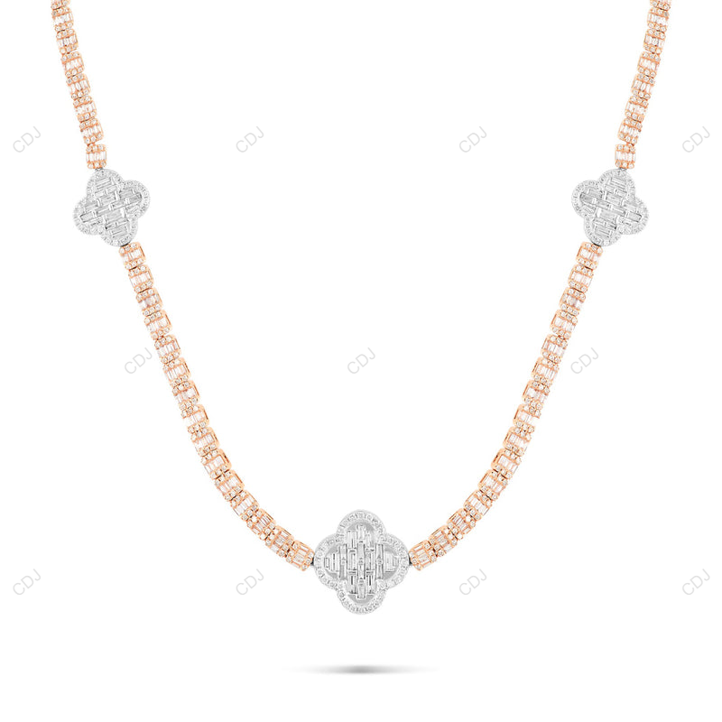 Moissanite Iced Out Clover Diamond Pass Tester Tennis Chain CustomDiamJewel