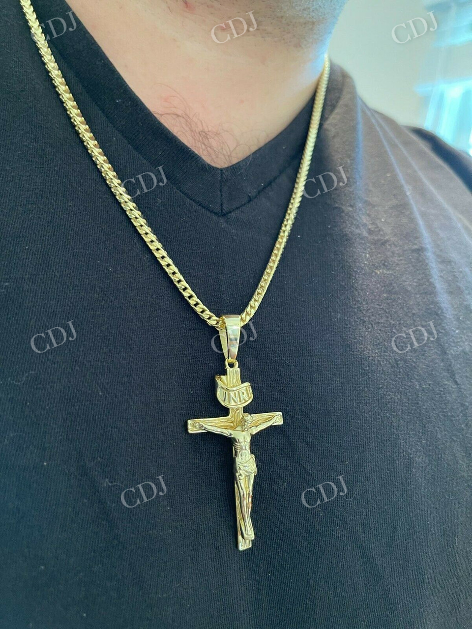 14k Gold Cross Jesus Piece Crucifix Pendant  customdiamjewel   