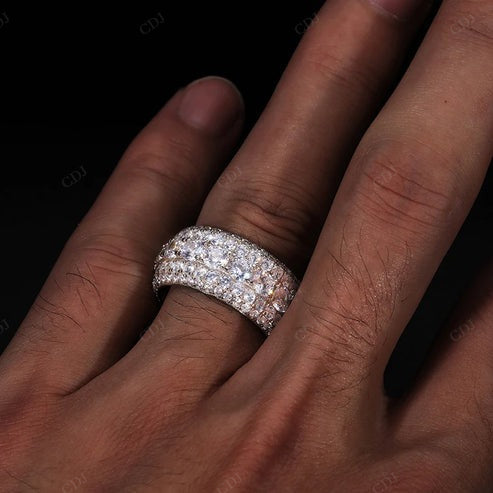 Lab Grown Diamond 18K Gold Men's Bold Wedding Band hip hop jewelry CustomDiamJewel