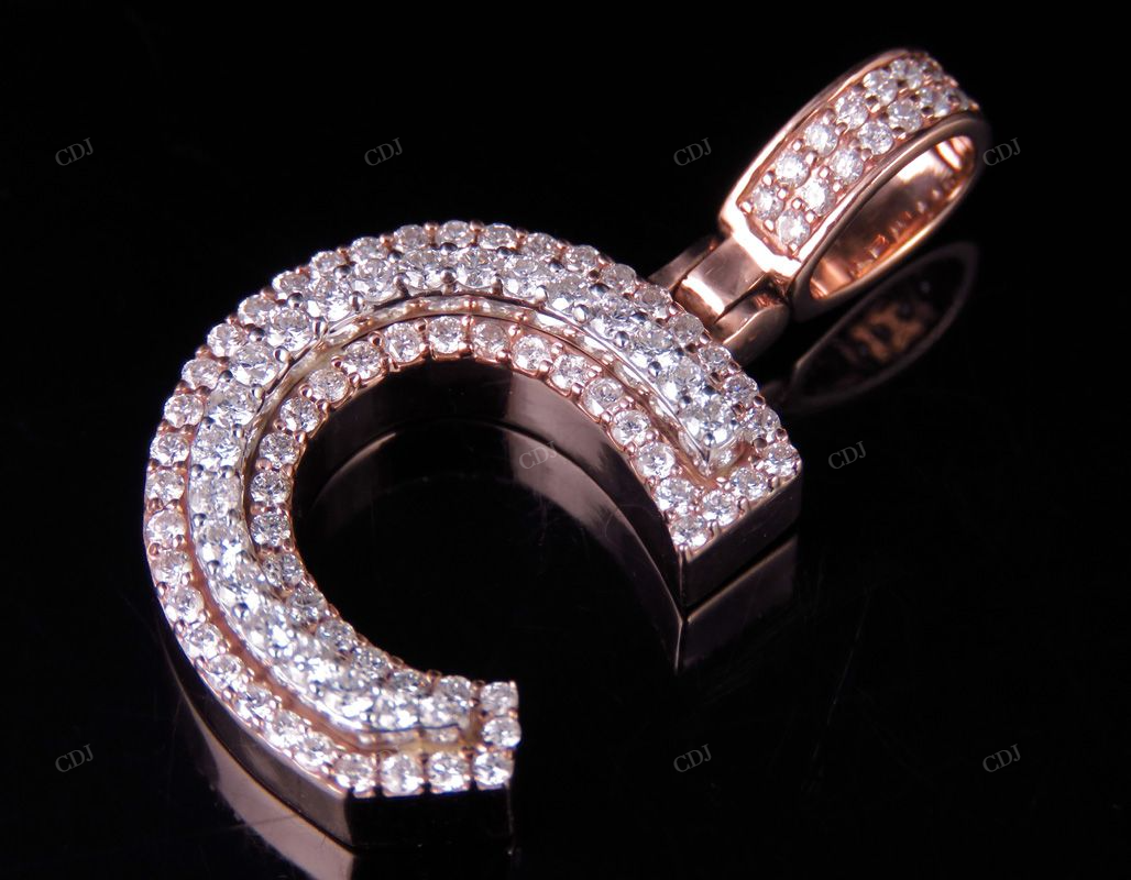 1.35 CT 1.5" 14K Gold Natural Diamond C Letter Pendant CustomDiamJewel