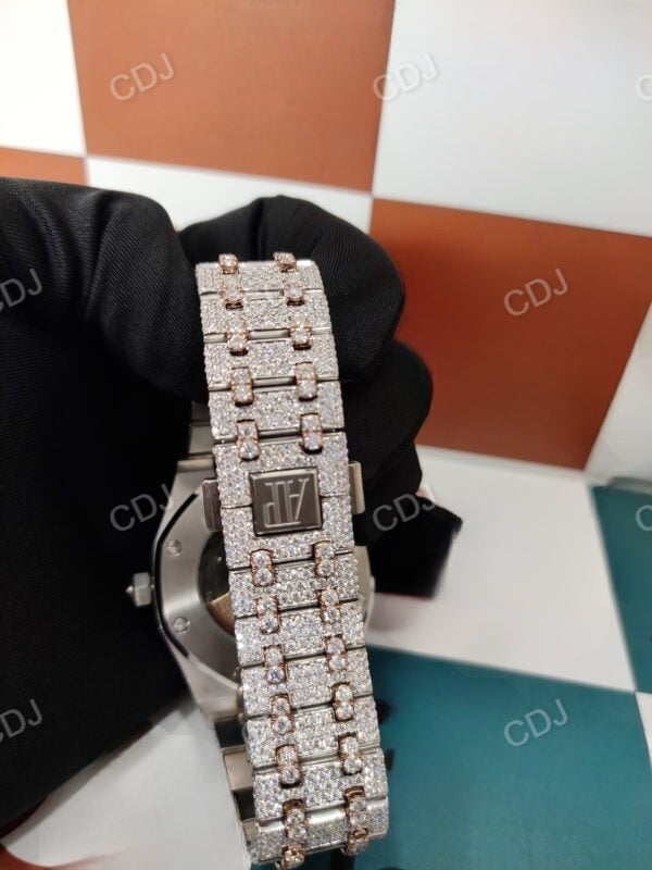 Iced Out Watch VVS Clarity Moissanite Studded Diamond AP Watch customdiamjewel