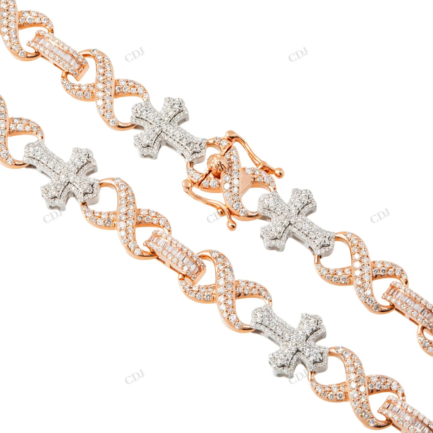 11.71 CTW Two Tone Diamond Cross Infinity Link Chain hip hop jewelry CustomDiamJewel