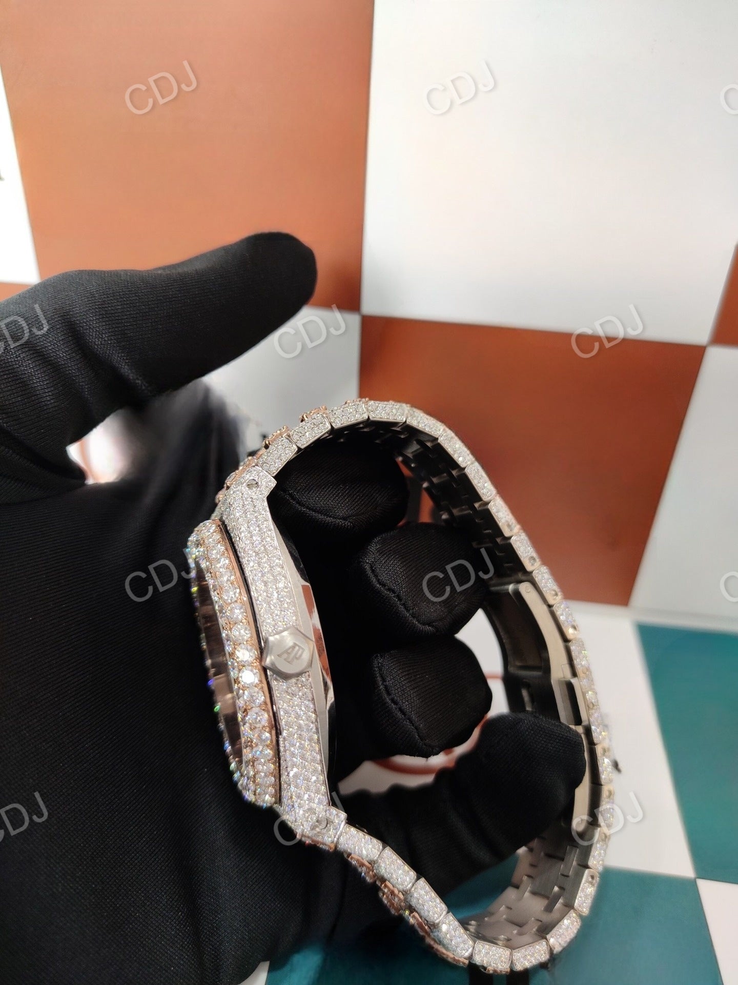 Iced Out Watch VVS Clarity Moissanite Studded Diamond AP Watch customdiamjewel