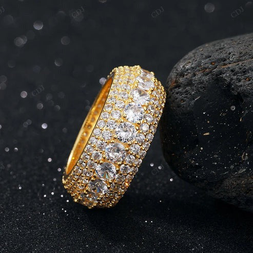 Lab Grown Diamond 18K Gold Men's Bold Wedding Band hip hop jewelry CustomDiamJewel