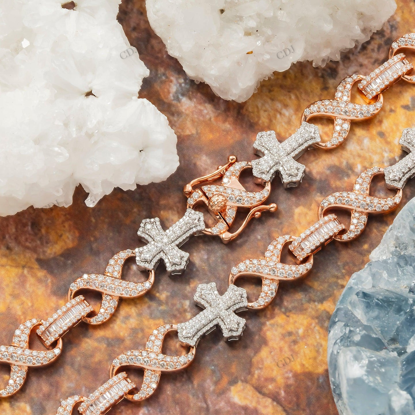 11.71 CTW Two Tone Diamond Cross Infinity Link Chain hip hop jewelry CustomDiamJewel