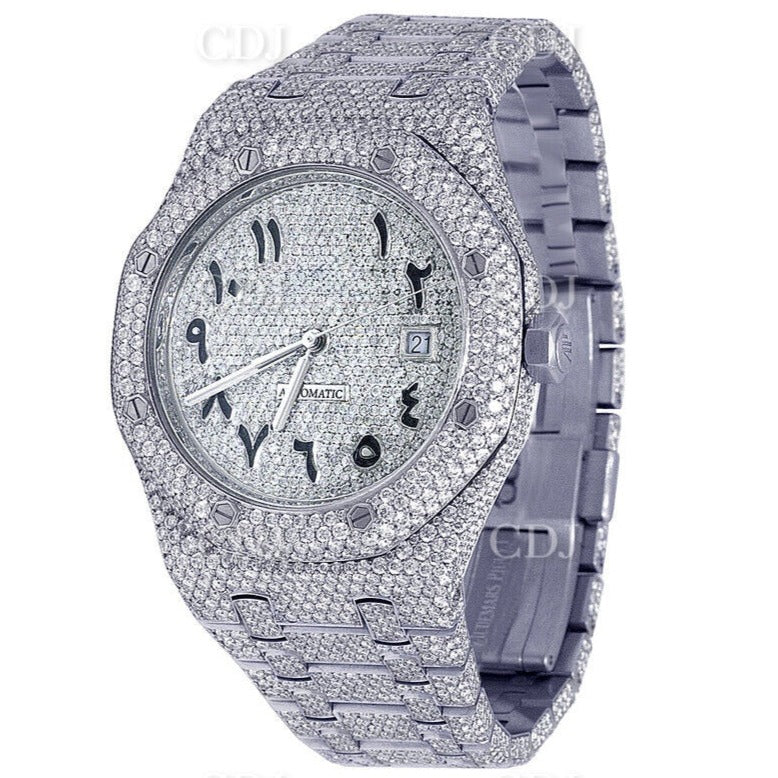White Stainless Steel Moissanite Diamond AP Watch customdiamjewel