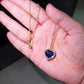 Blue Sapphire Heart Cut And Lab Grown Diamond Halo 14K Gold Love Pendant hip hop jewelry customdiamjewel   