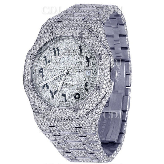 Arabic Dial Moissanite Iced Out Studded Diamond Customized Watch customdiamjewel