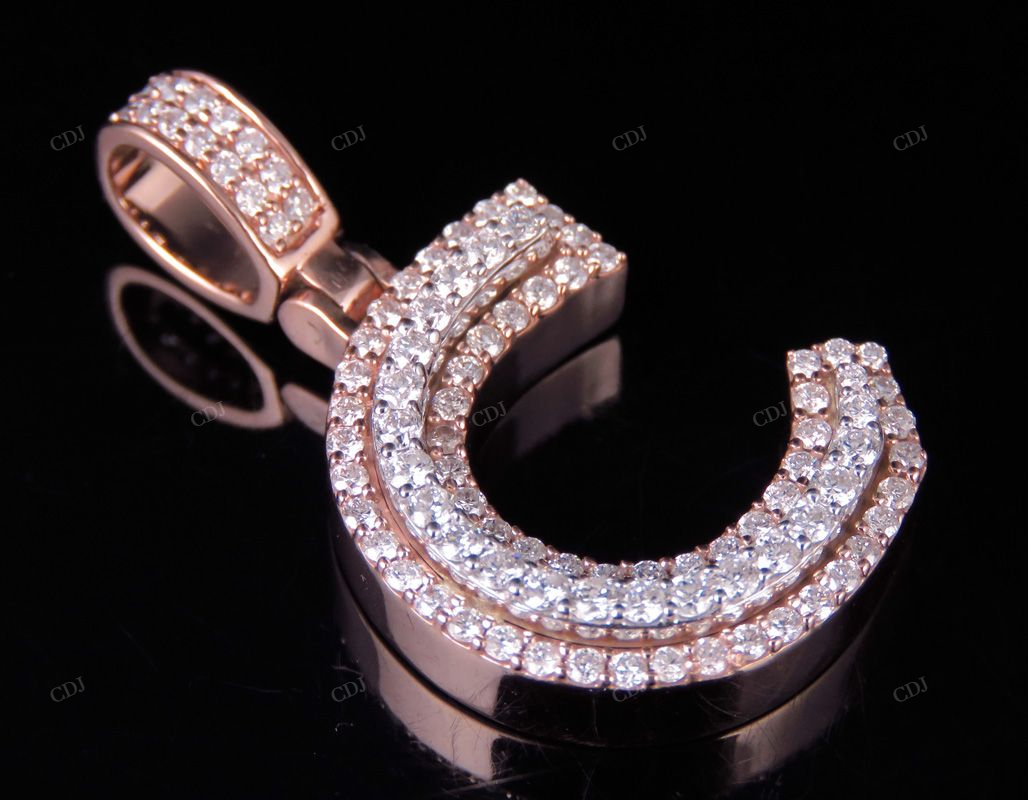 1.35 CT 1.5" 14K Gold Natural Diamond C Letter Pendant CustomDiamJewel