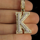 1.5" 1.5CTW Full Iced Out Natural Diamond Initial K Letter Pendant CustomDiamJewel
