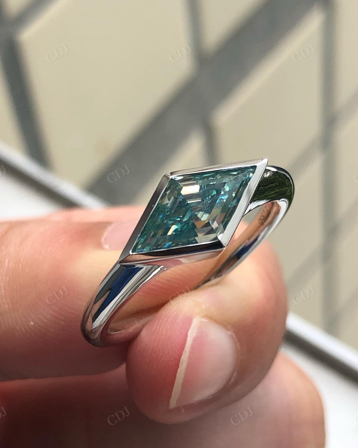 Unique Sterling Silver Solitaire Moissanite Ring