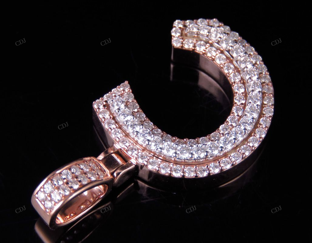 1.35 CT 1.5" 14K Gold Natural Diamond C Letter Pendant CustomDiamJewel